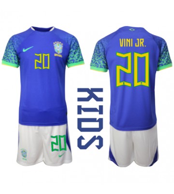 Brasilien Vinicius Junior #20 Udebanesæt Børn VM 2022 Kort ærmer (+ korte bukser)